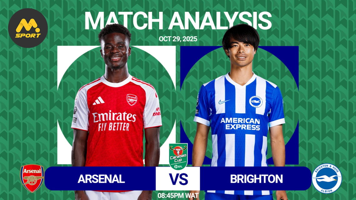 Arsenal vs Brighton: 1-3 Brighton Win Last Time Both Met in EFL Cup: Will Saka’s Gunners Allow it Repeat or Pull a Man United?